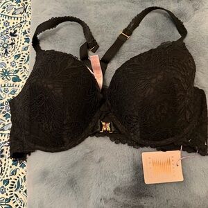 Savage X Fenty Black Lace Bra with Gold Accents
